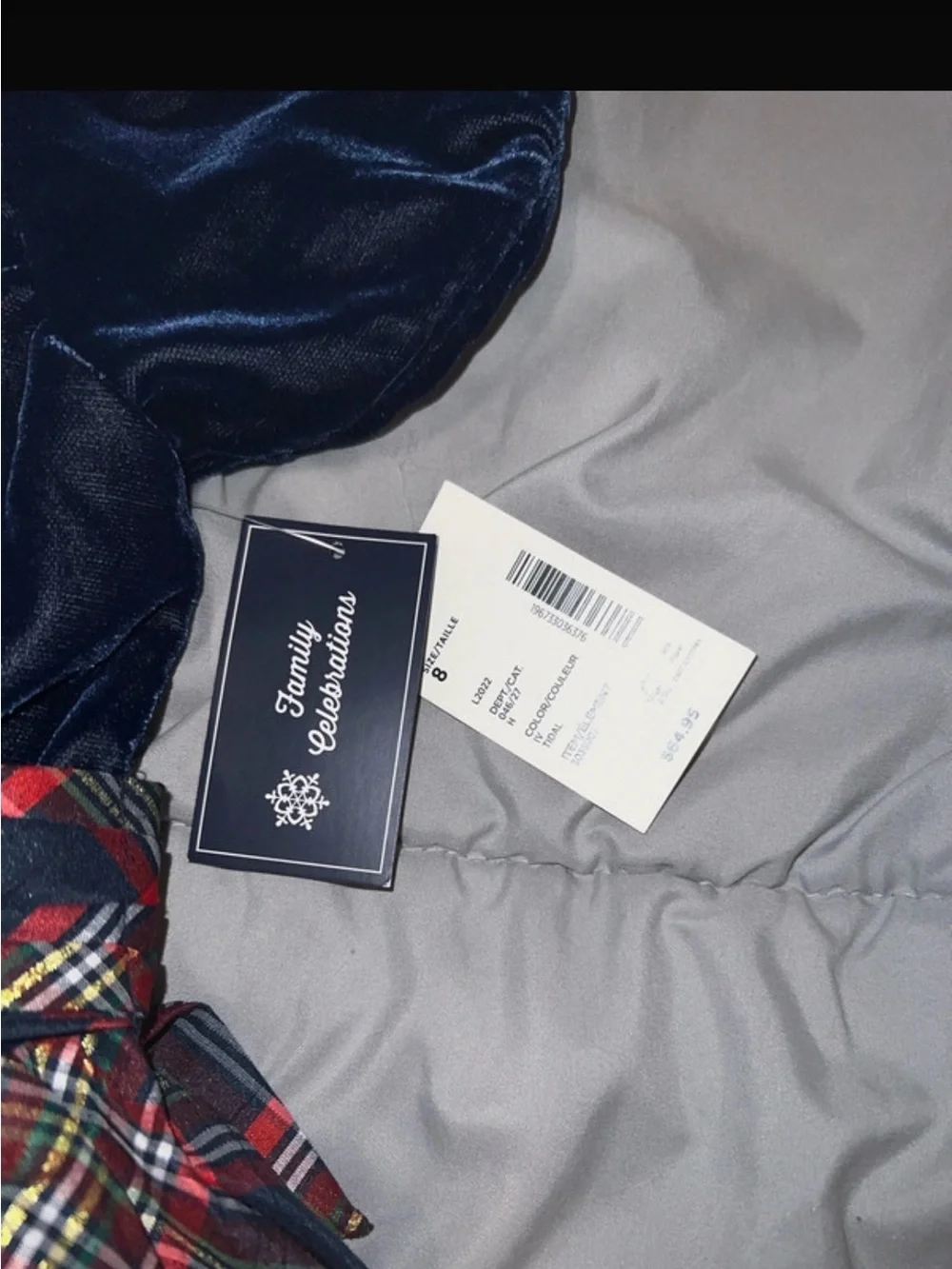 Kids Gymboree Navy Velvet Top Red Plaid Holiday Dress